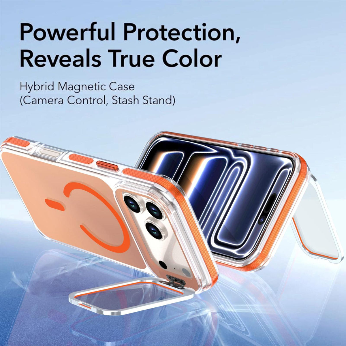 Compatible with iPhone 18 Pro Max Chameleon Gen2 Lens Cover Kickstand Magnetic Phone Case - Orange