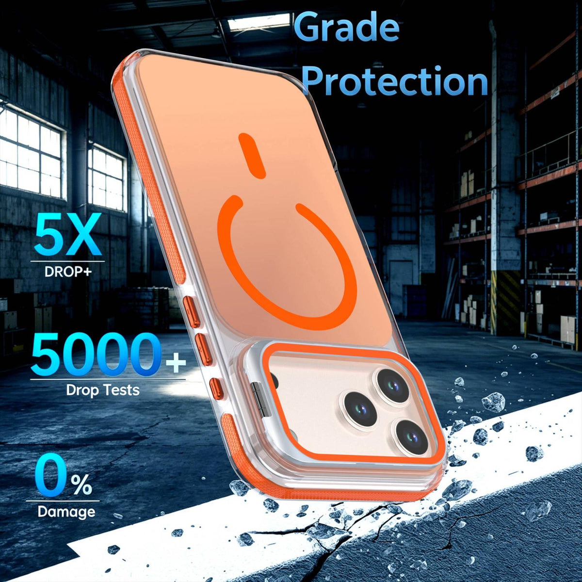 Compatible with iPhone 18 Pro Max Chameleon Gen2 Lens Cover Kickstand Magnetic Phone Case - Orange