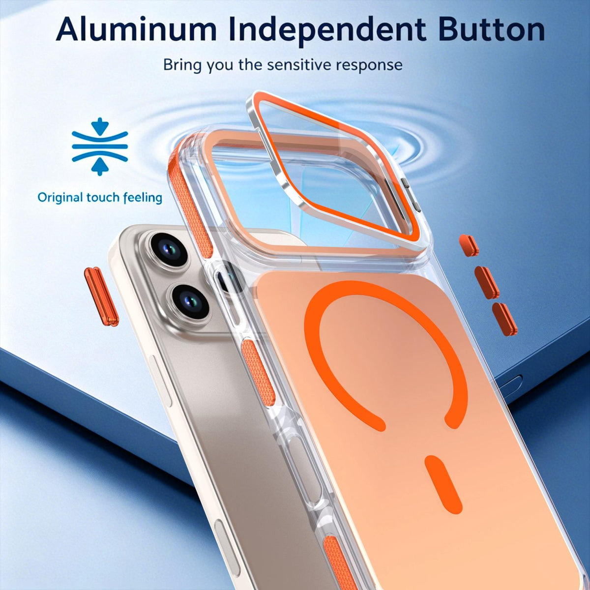 Compatible with iPhone 18 Pro Max Chameleon Gen2 Lens Cover Kickstand Magnetic Phone Case - Orange