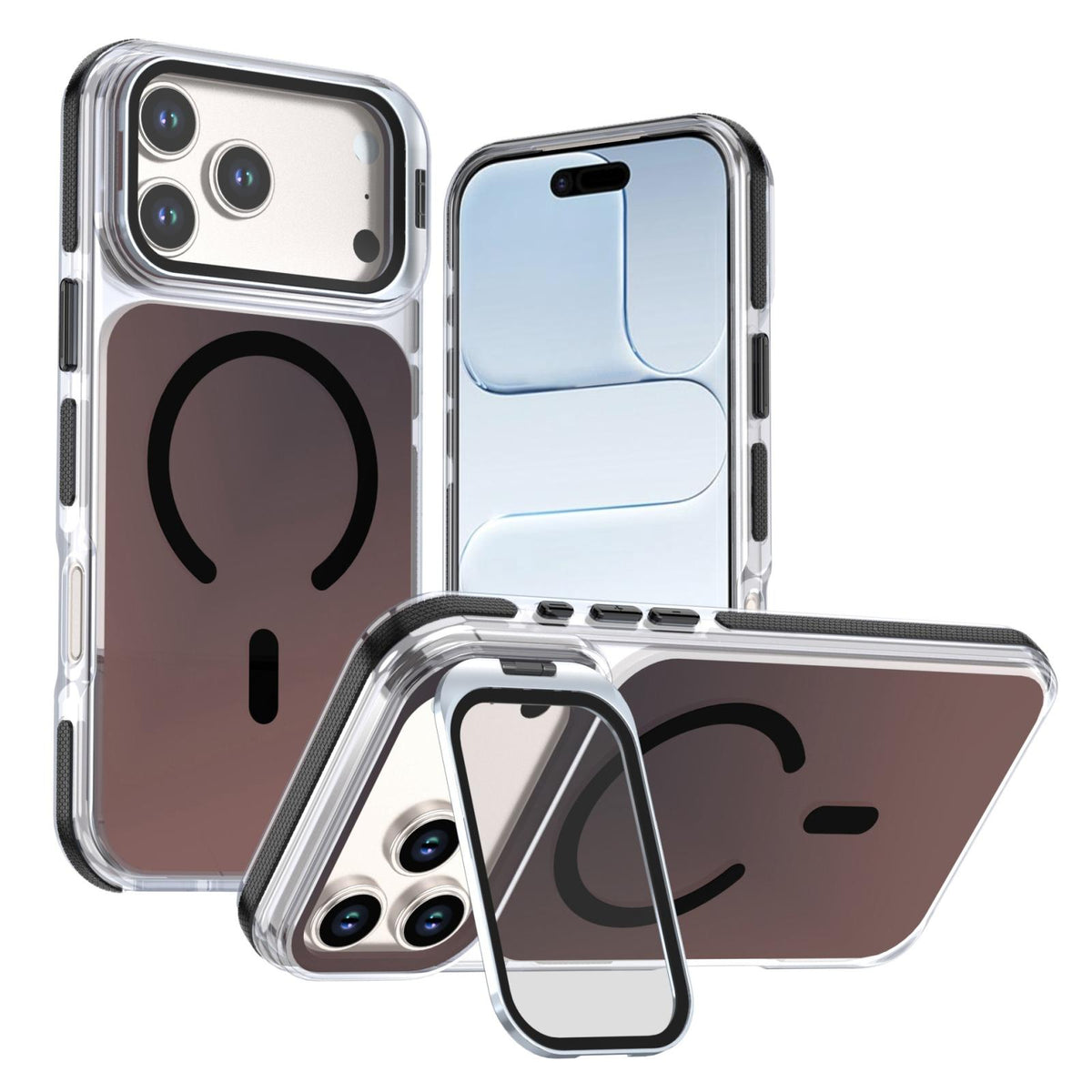 Compatible with iPhone 18 Pro Max Chameleon Gen2 Lens Cover Kickstand Magnetic Phone Case - Black