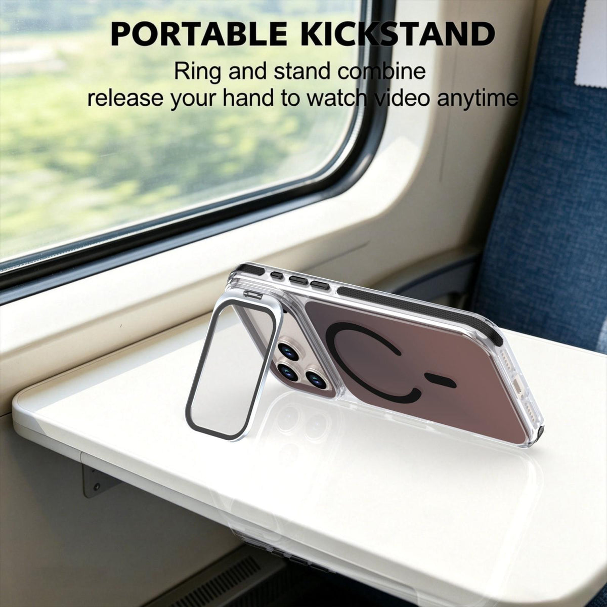Compatible with iPhone 18 Pro Max Chameleon Gen2 Lens Cover Kickstand Magnetic Phone Case - Black