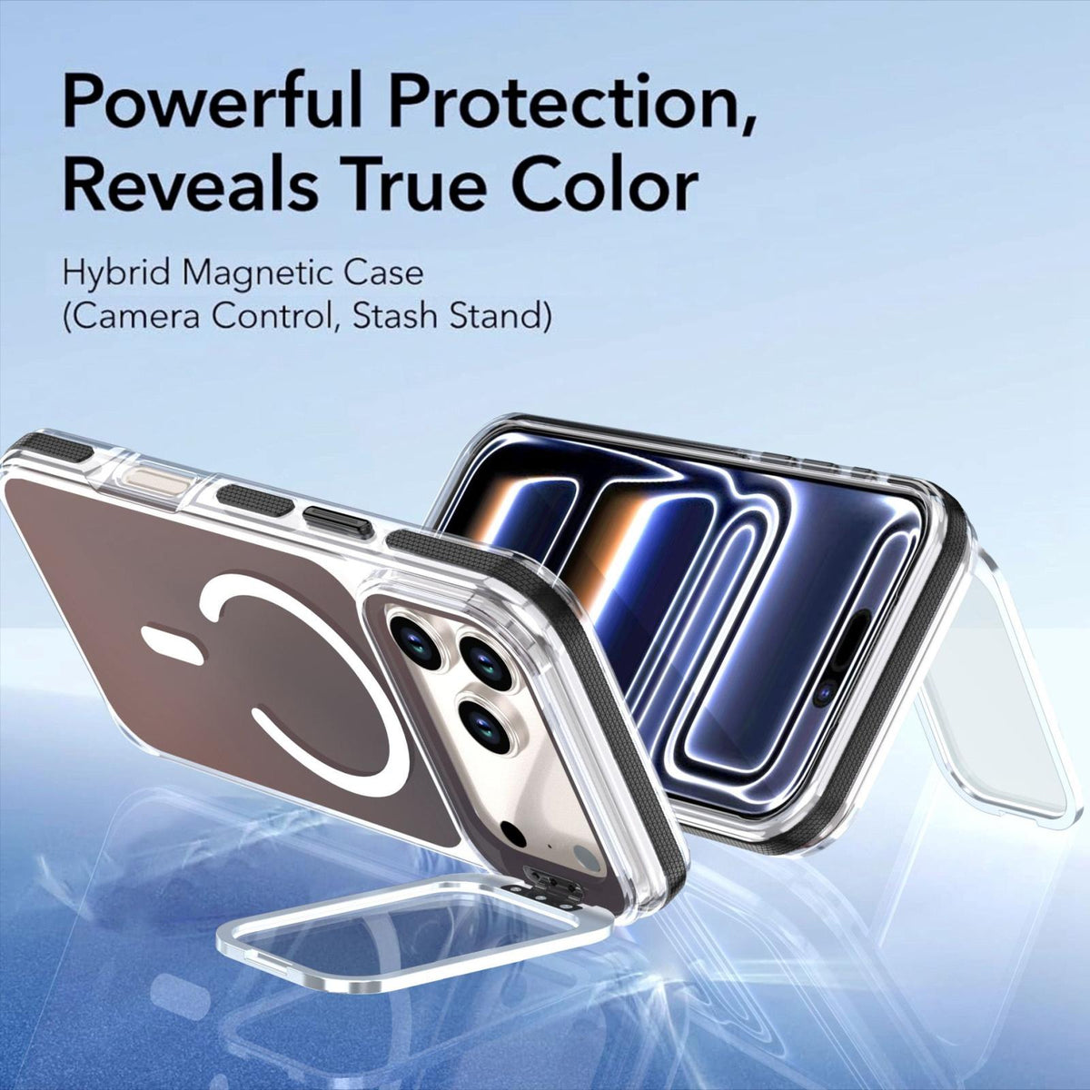 Compatible with iPhone 18 Pro Max Chameleon Gen2 Lens Cover Kickstand Magnetic Phone Case - Black