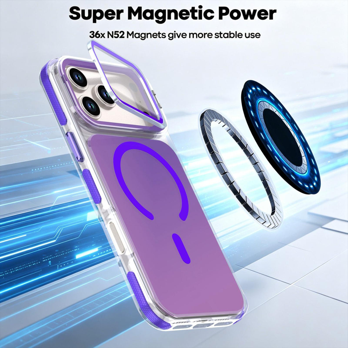 Compatible with iPhone 18 Pro Max Chameleon Gen2 Lens Cover Kickstand Magnetic Phone Case - Purple