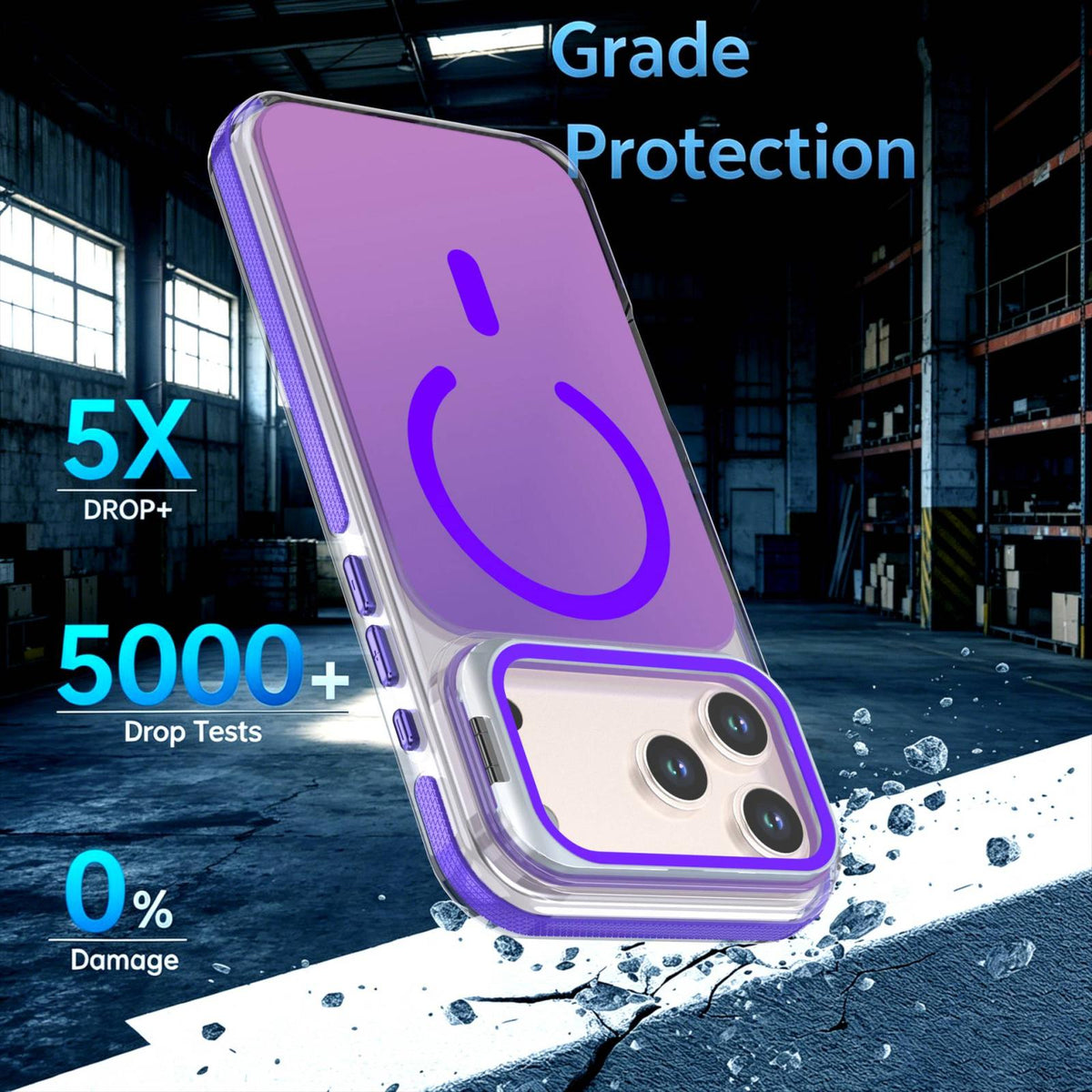 Compatible with iPhone 18 Pro Max Chameleon Gen2 Lens Cover Kickstand Magnetic Phone Case - Purple