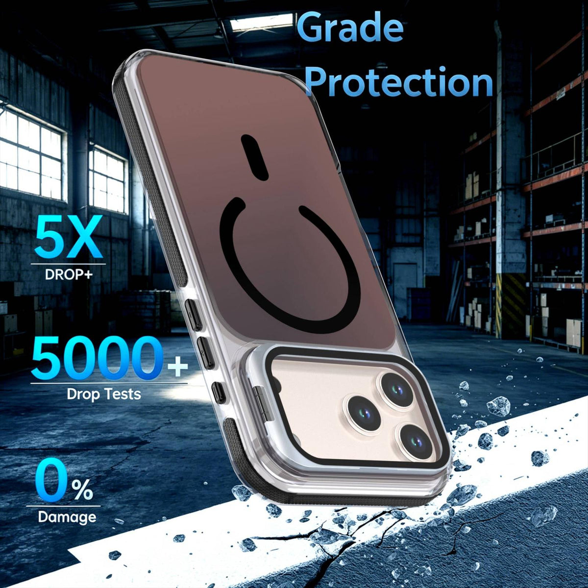 Compatible with iPhone 18 Pro Chameleon Gen2 Lens Cover Kickstand Magnetic Phone Case - Black