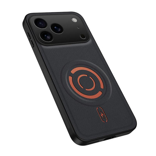 Compatible with iPhone 18 Pro Max WANLONFENG Tech Fabric Texture Magnetic PC Dual-Layer TPU Phone Case - Black