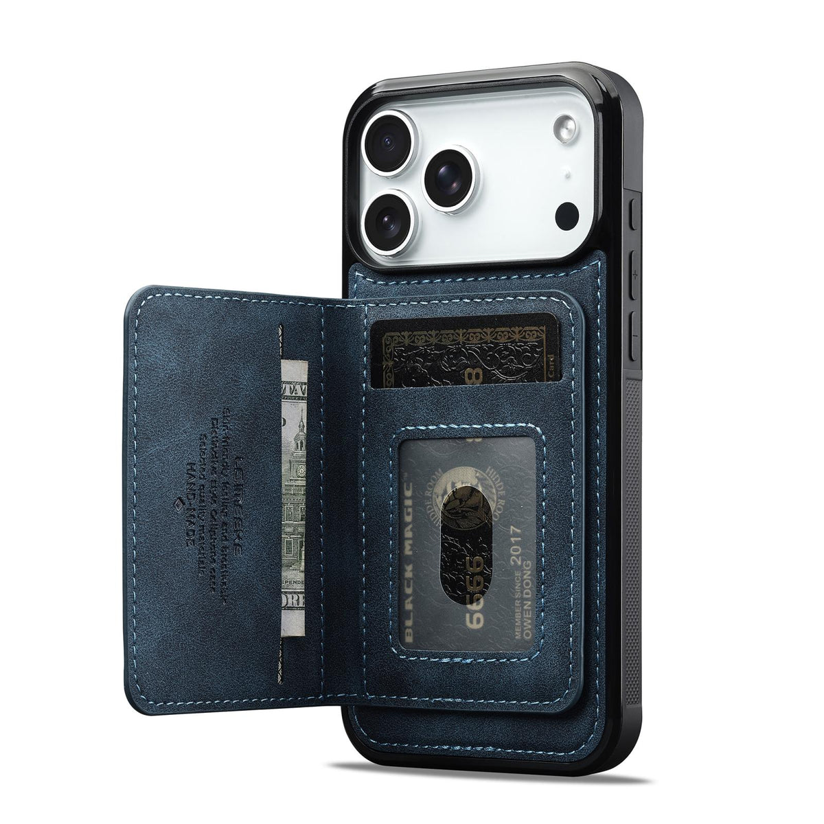 Compatible with iPhone 18 Pro Max & 17 Pro Max LC.IMEEKE L7 Series RFID Card Bag Magnetic Phone Case - Blue