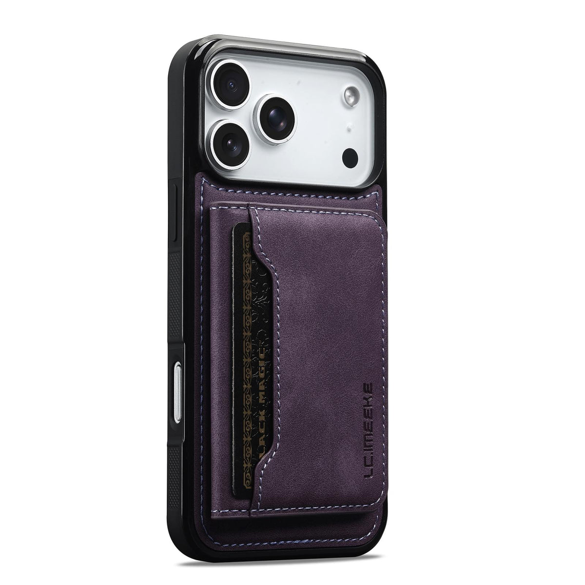 Compatible with iPhone 18 Pro Max & 17 Pro Max LC.IMEEKE L7 Series RFID Card Bag Magnetic Phone Case - Purple