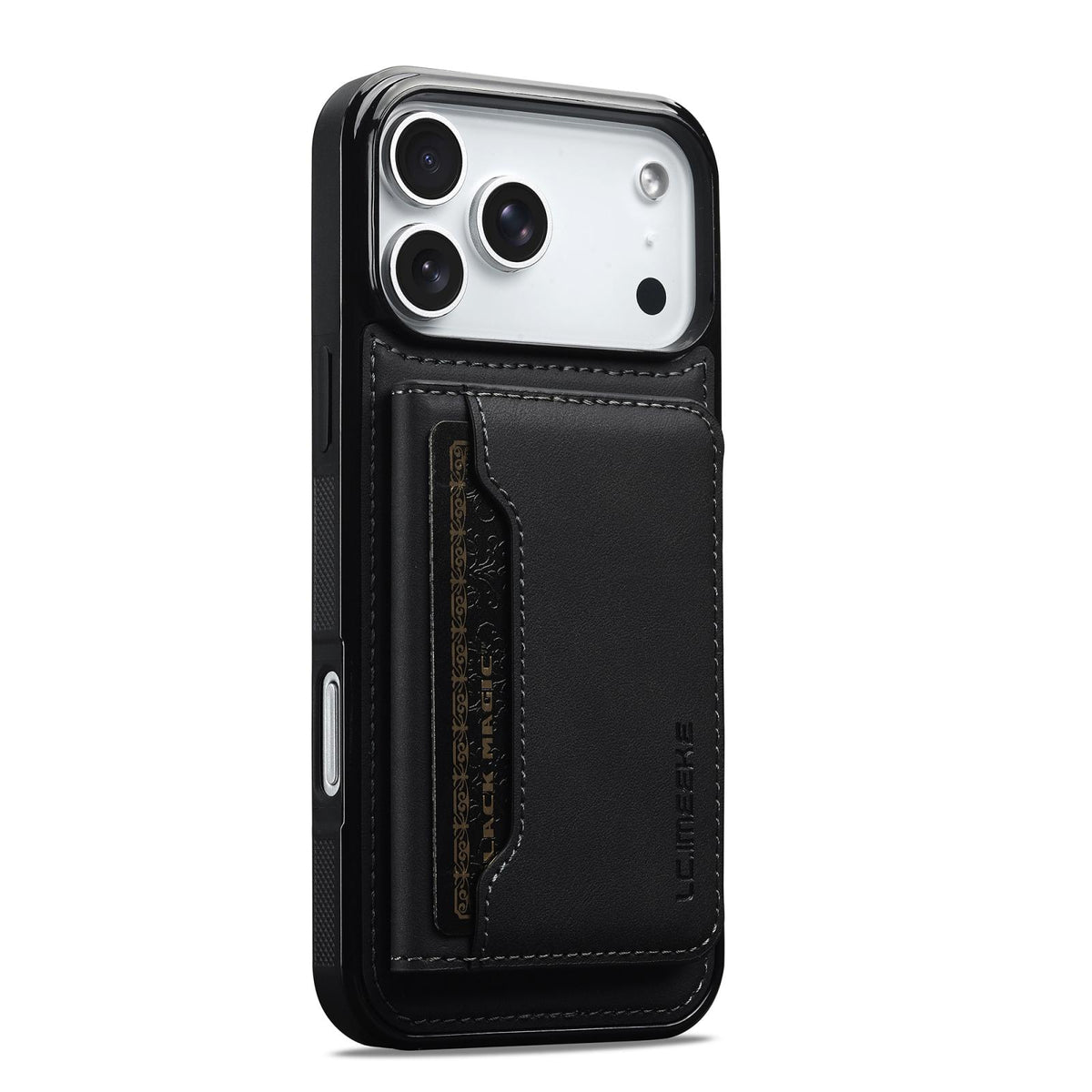 Compatible with iPhone 18 Pro & 17 Pro LC.IMEEKE L7 Series RFID Card Bag Magnetic Phone Case - Black