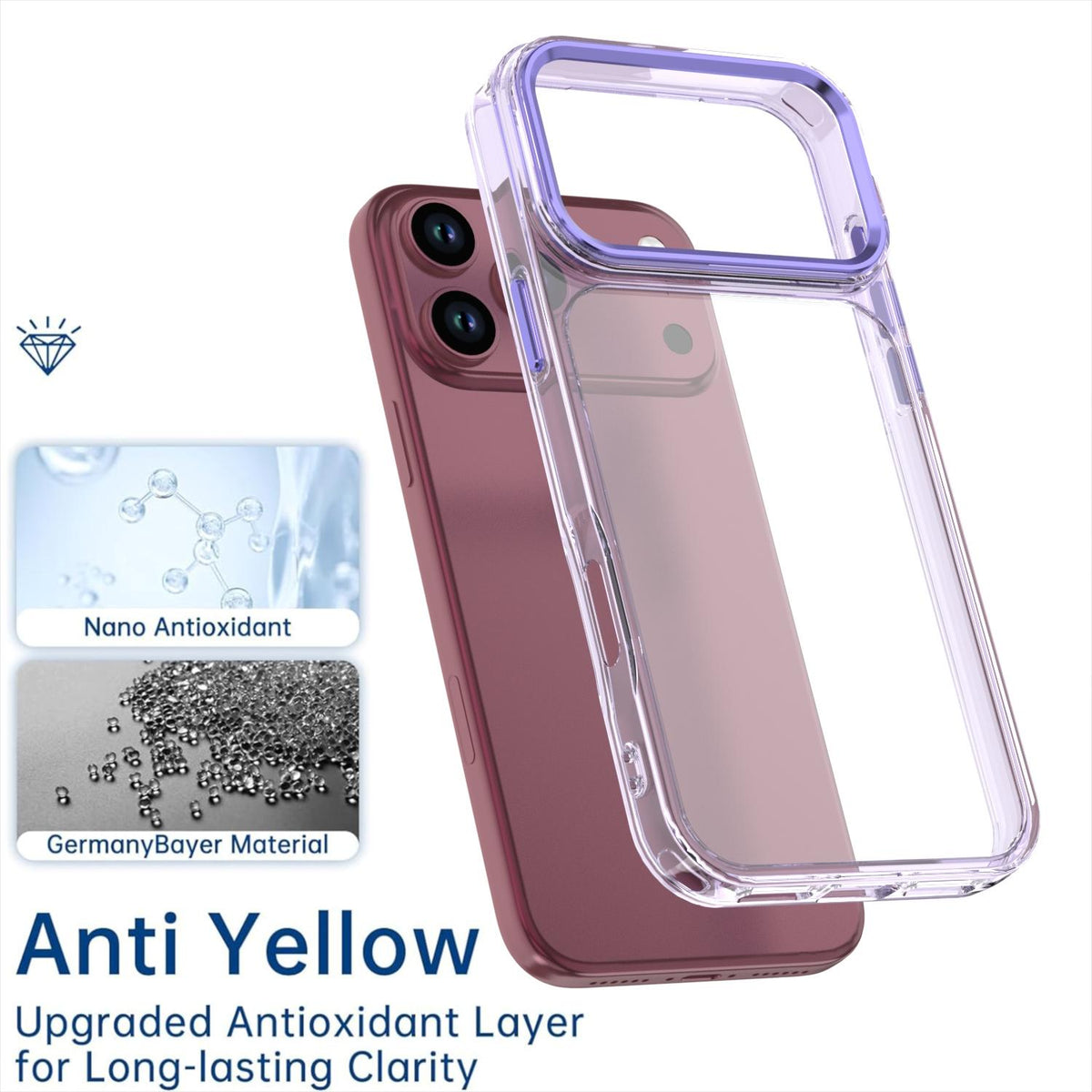 Compatible with iPhone 18 Pro Max Shine High Transparency Acrylic Phone Case - Purple
