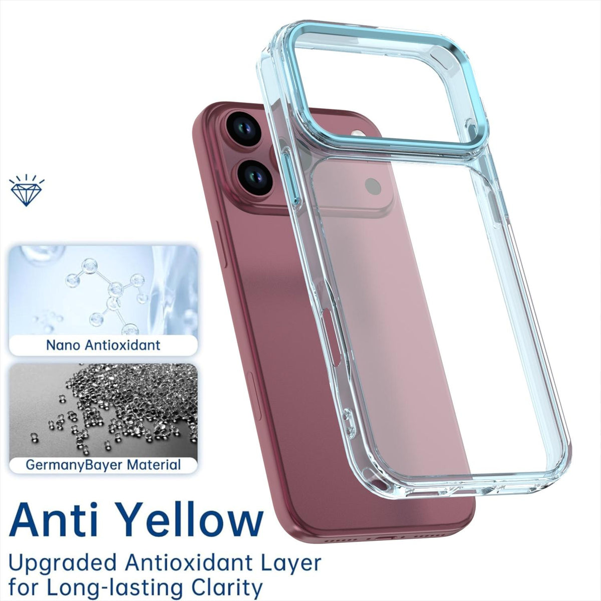 Compatible with iPhone 18 Pro Max Shine High Transparency Acrylic Phone Case - Blue