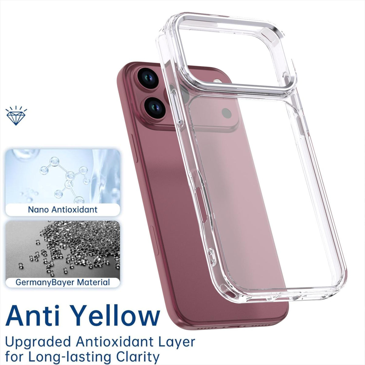 Compatible with iPhone 18 Pro Shine High Transparency Acrylic Phone Case - White