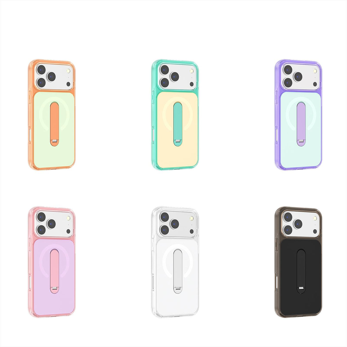Compatible with iPhone 18 Pro Max Generation Color Block Silicone Magnetic Phone Case with 360 Degrees Holder - Purple