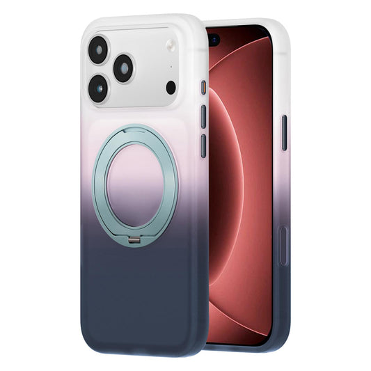 Compatible with iPhone 18 Pro Max Twilight Gradient 360 rotation Holder Magnetic Phone Case - Snowy Scenery