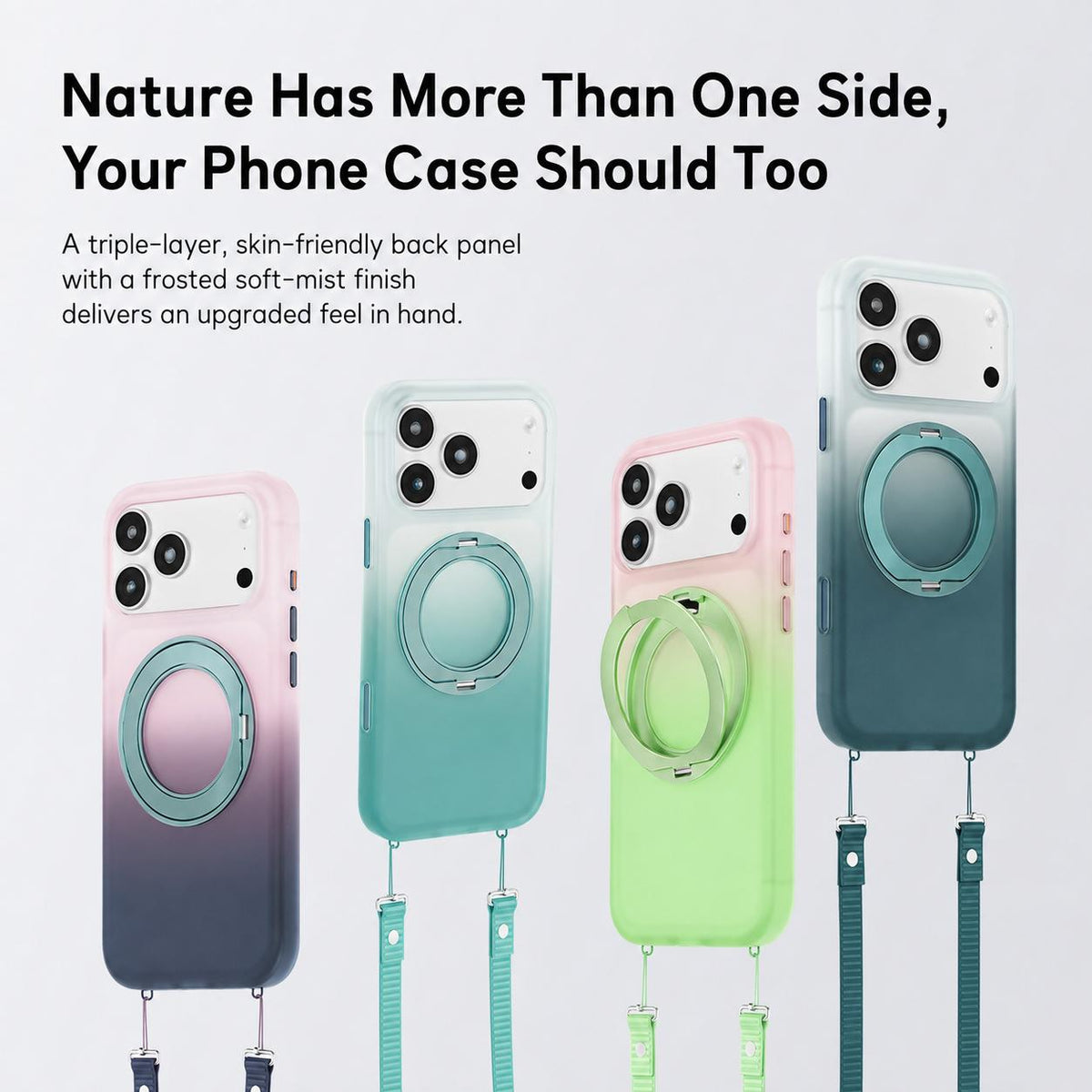 Compatible with iPhone 18 Pro Max Twilight Gradient 360 rotation Holder Magnetic Phone Case - Snowy Scenery