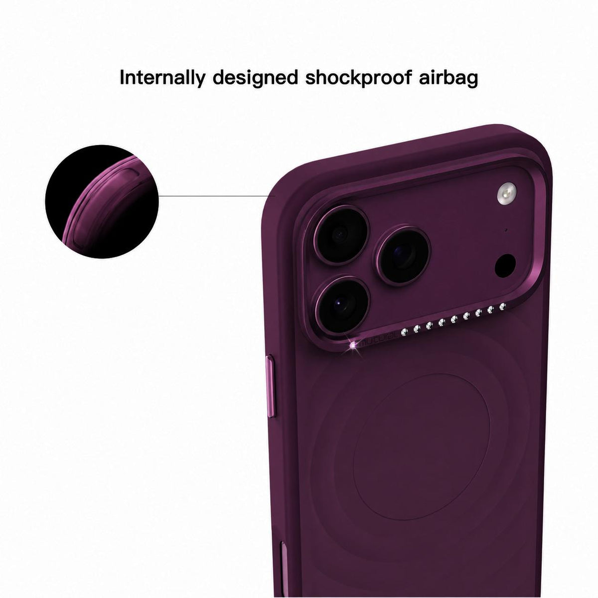 Compatible with iPhone 18 Pro Max Mutural Ripple Series Magnetic PC TPU Dual-Layer Phone Case - Black