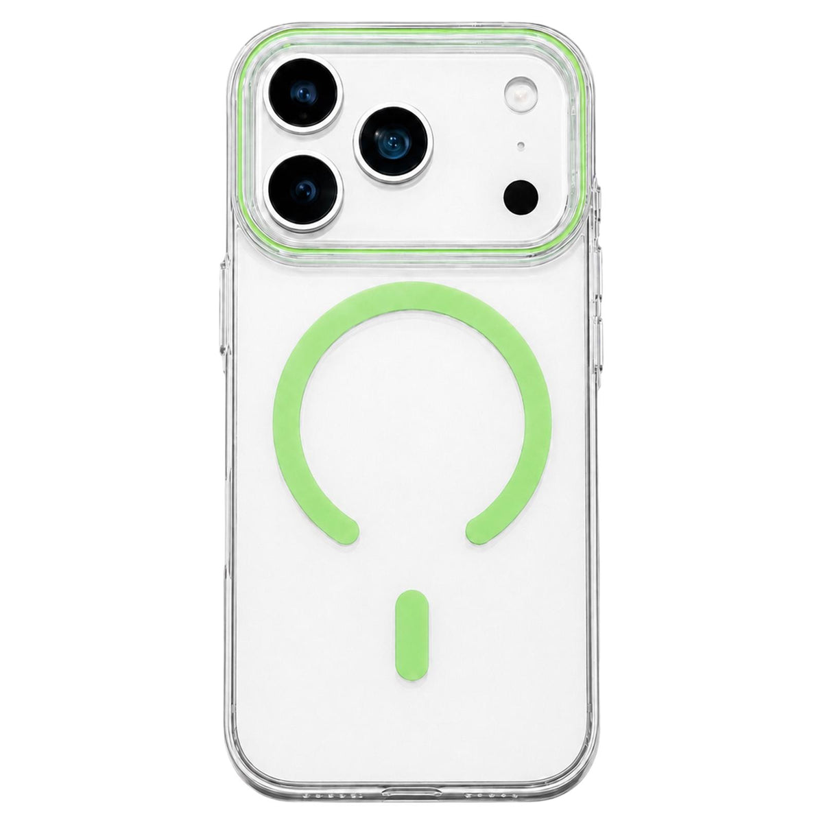 Compatible with iPhone 18 Pro Question Mark Clear PC Magnetic Phone Case - Fluorescent Green