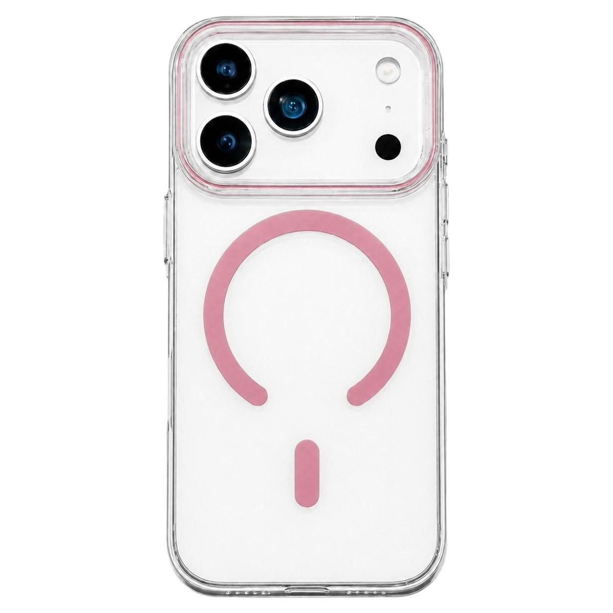 Compatible with iPhone 18 Pro Question Mark Clear PC Magnetic Phone Case - Elegant Pink