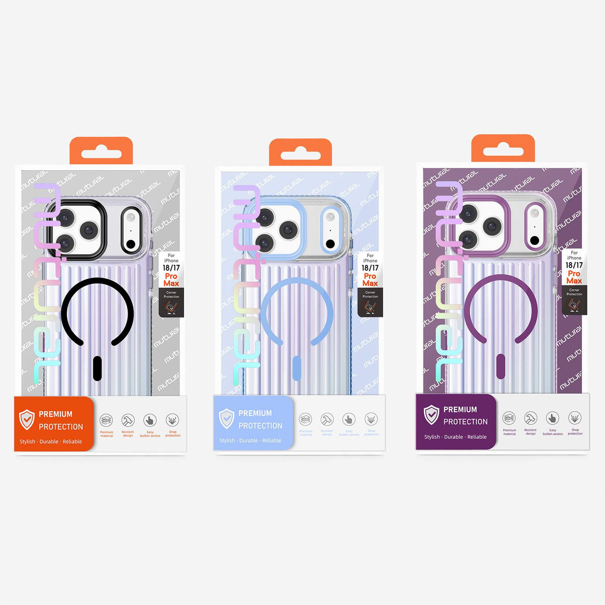 Compatible with iPhone 18 Pro Mutural Luggage Rainbow MagSafe Phone Case - Orange