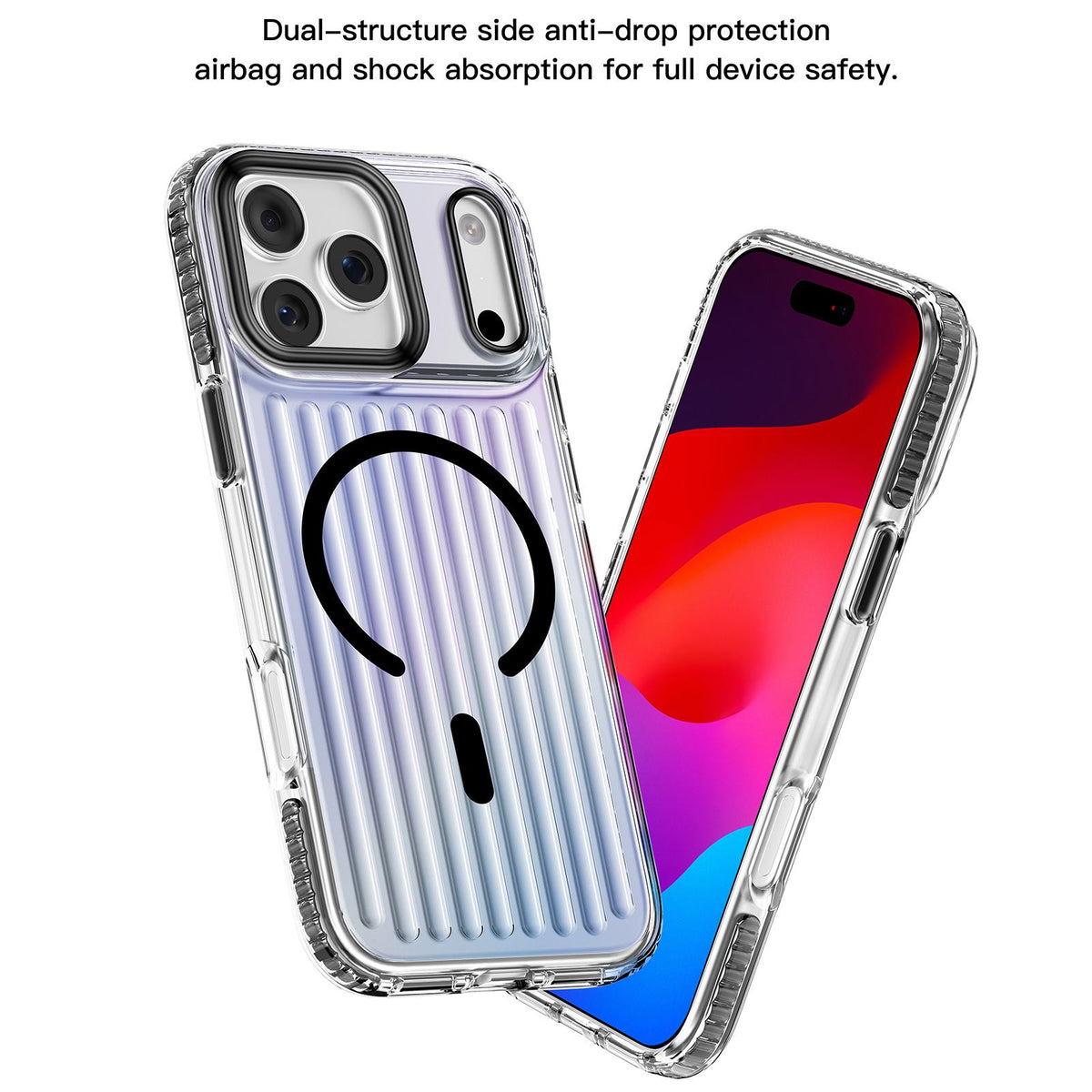Compatible with iPhone 18 Pro Mutural Luggage Rainbow MagSafe Phone Case - Dark Cherry