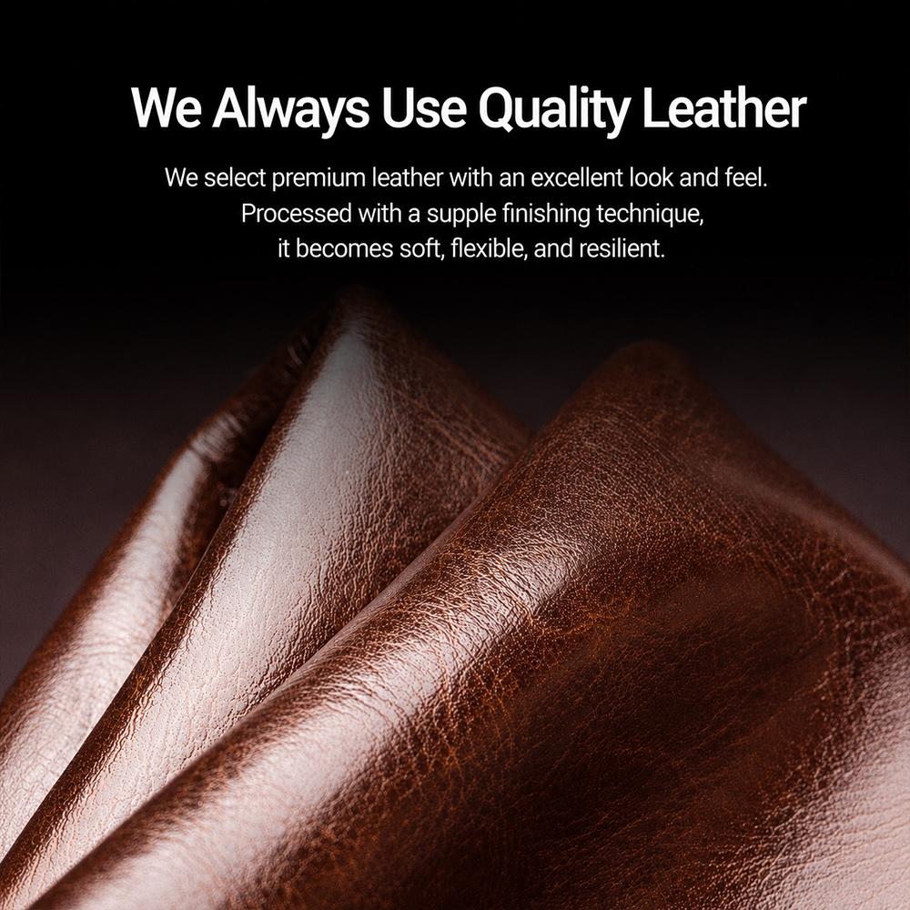 Compatible with iPhone 18 Pro Max QIALINO Classic  Leather Phone Case - Black
