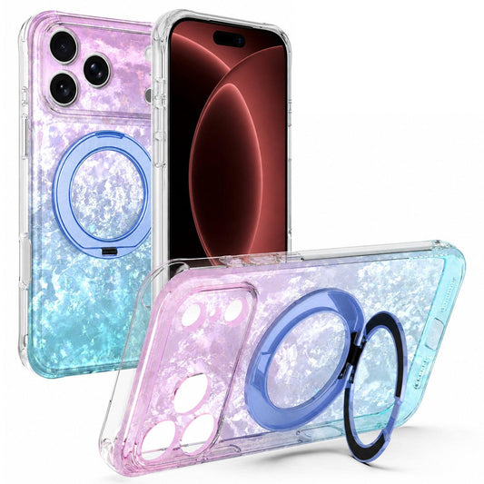 Compatible with iPhone 18 Pro Max Ice Shell 360 Magnetic Holder Phone Case - Blue Purple