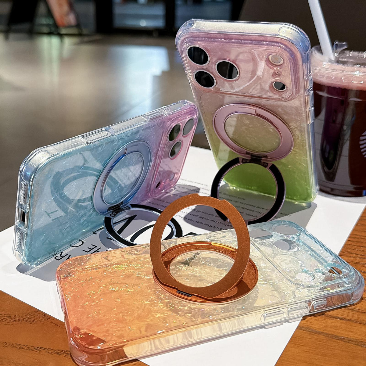 Compatible with iPhone 18 Pro Ice Shell 360 Magnetic Holder Phone Case - Blue Purple