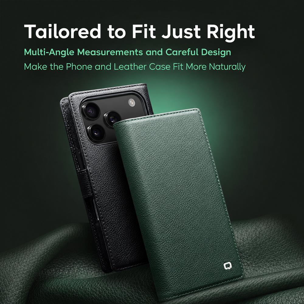 Compatible with iPhone 18 Pro Max QIALINO 2-in-1 Detachable Magnetic  Leather Phone Case - Green