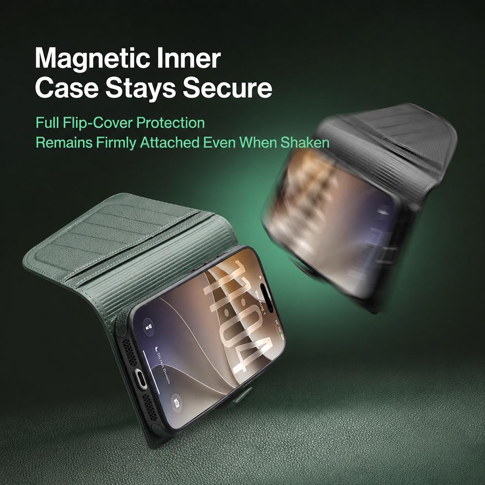 Compatible with iPhone 18 Pro Max QIALINO 2-in-1 Detachable Magnetic  Leather Phone Case - Green