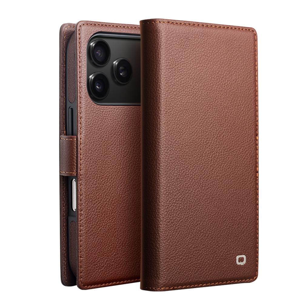 Compatible with iPhone 18 Pro QIALINO 2-in-1 Detachable Magnetic  Leather Phone Case - Brown