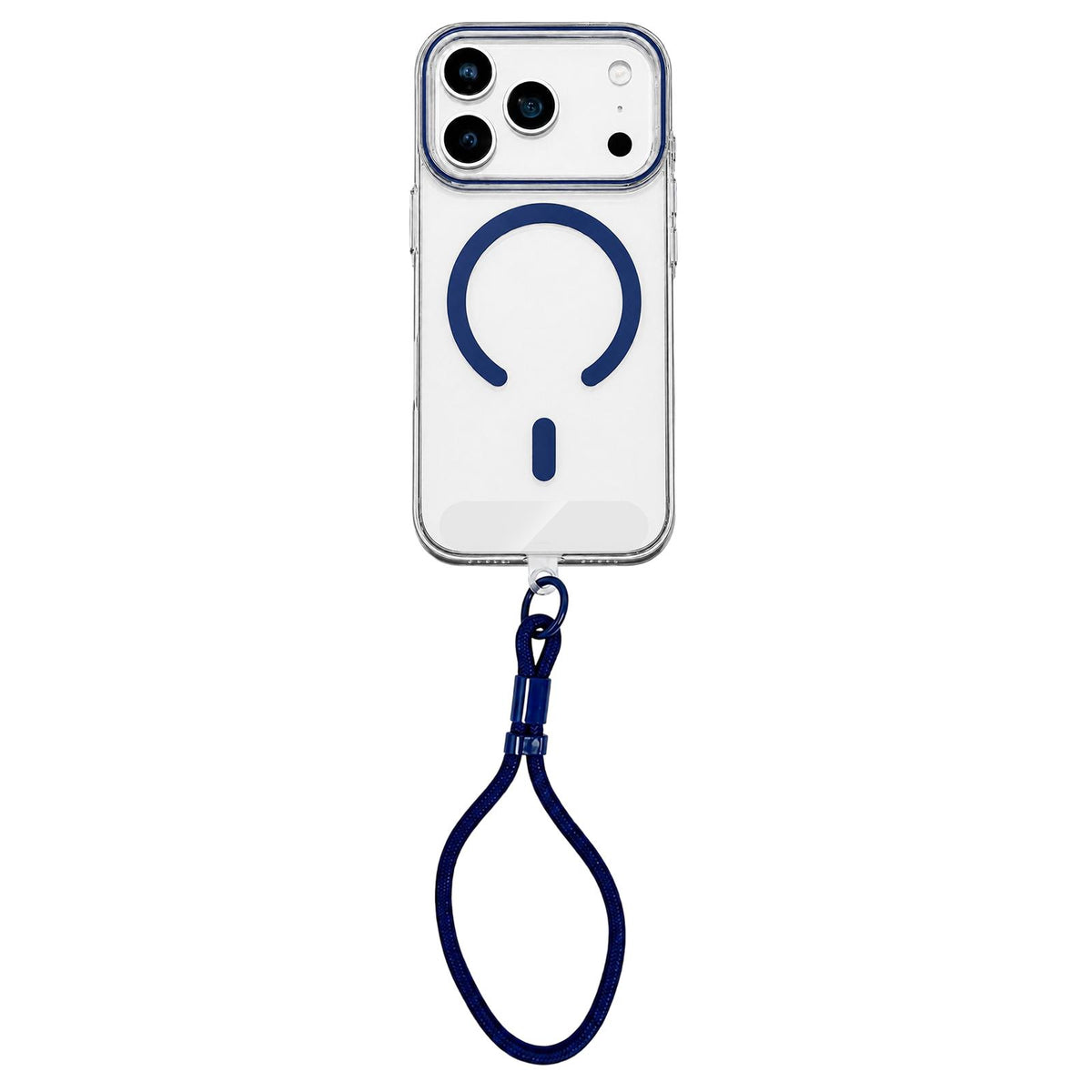 Compatible with iPhone 18 Pro Max Question Mark Clear PC Magnetic Phone Case with Lanyard - Business Blue