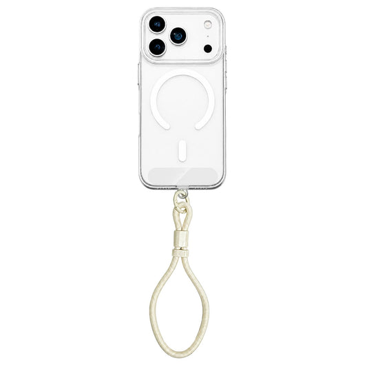 Compatible with iPhone 18 Pro Max Question Mark Clear PC Magnetic Phone Case with Lanyard - Jasmine White
