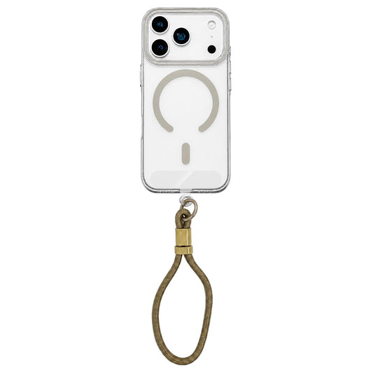 Compatible with iPhone 18 Pro Max Question Mark Clear PC Magnetic Phone Case with Lanyard - Desert Gold