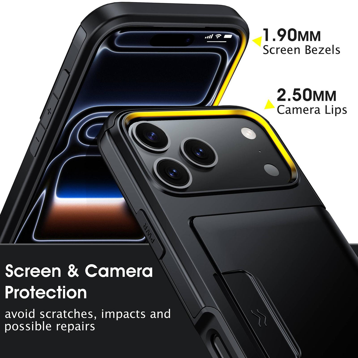 Compatible with iPhone 18 Pro Max Sliding Card Slot PC Dual-Layer TPU Phone Case - Dark Blue
