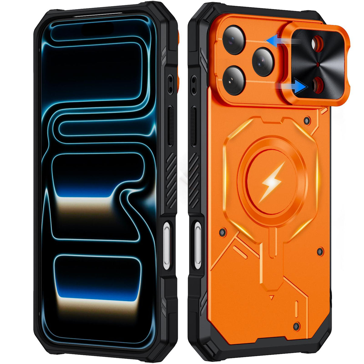 Compatible with iPhone 18 Pro Max Mecha Magnetic Sliding Camshield Phone Case - Orange