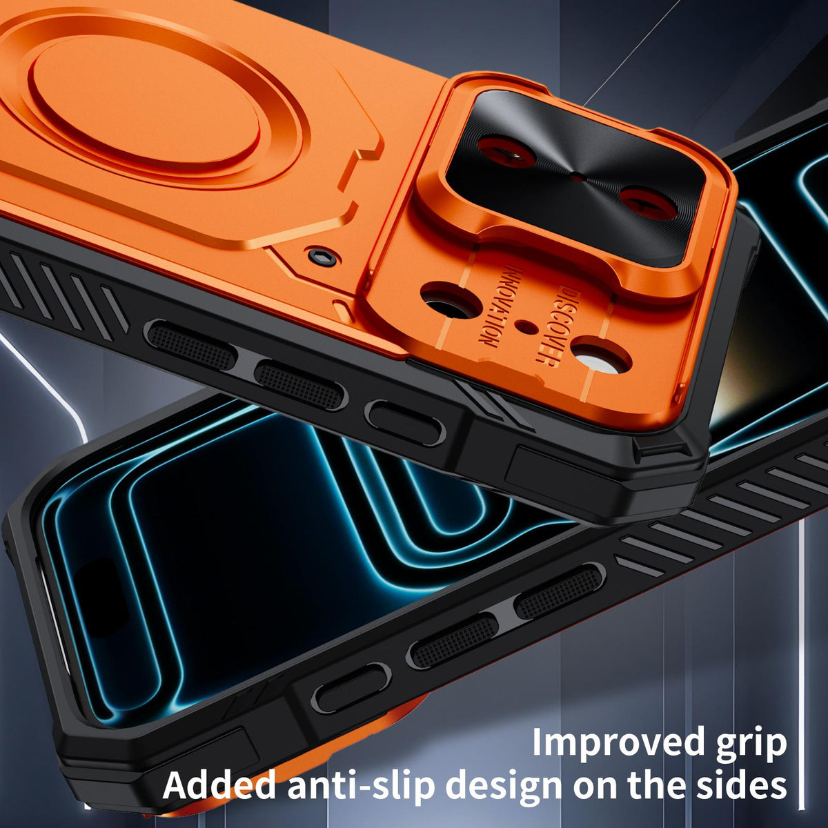 Compatible with iPhone 18 Pro Max Mecha Magnetic Sliding Camshield Phone Case - Orange