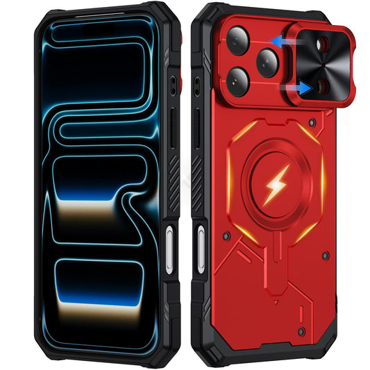 Compatible with iPhone 18 Pro Max Mecha Magnetic Sliding Camshield Phone Case - Red