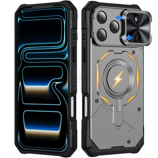 Compatible with iPhone 18 Pro Max Mecha Magnetic Sliding Camshield Phone Case - Grey