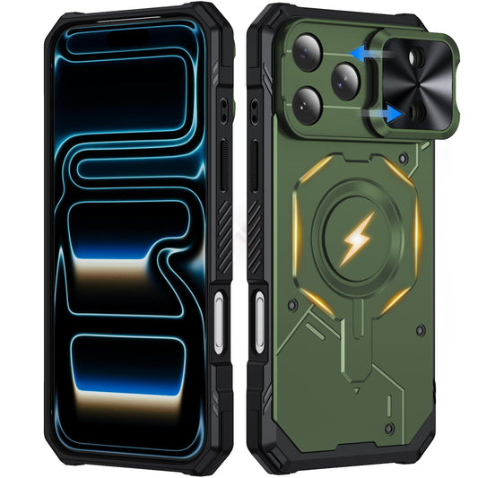 Compatible with iPhone 18 Pro Max Mecha Magnetic Sliding Camshield Phone Case - Army Green