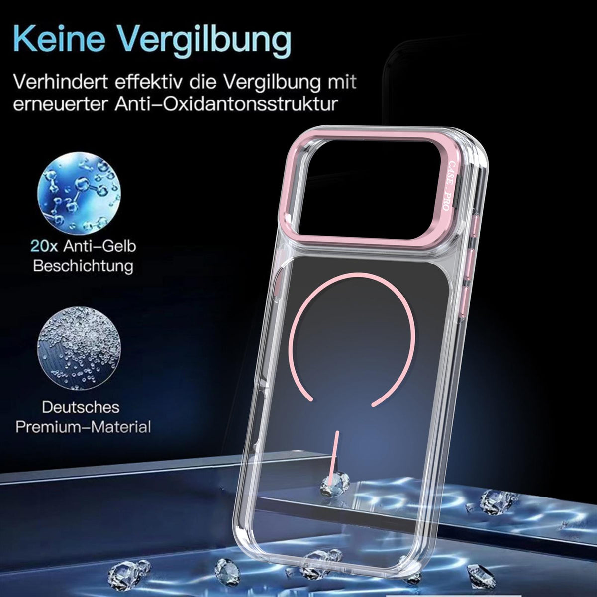 Compatible with iPhone 18 Pro Max Bright Color Clear MagSafe Lens Frame Holder Phone Case - Pink
