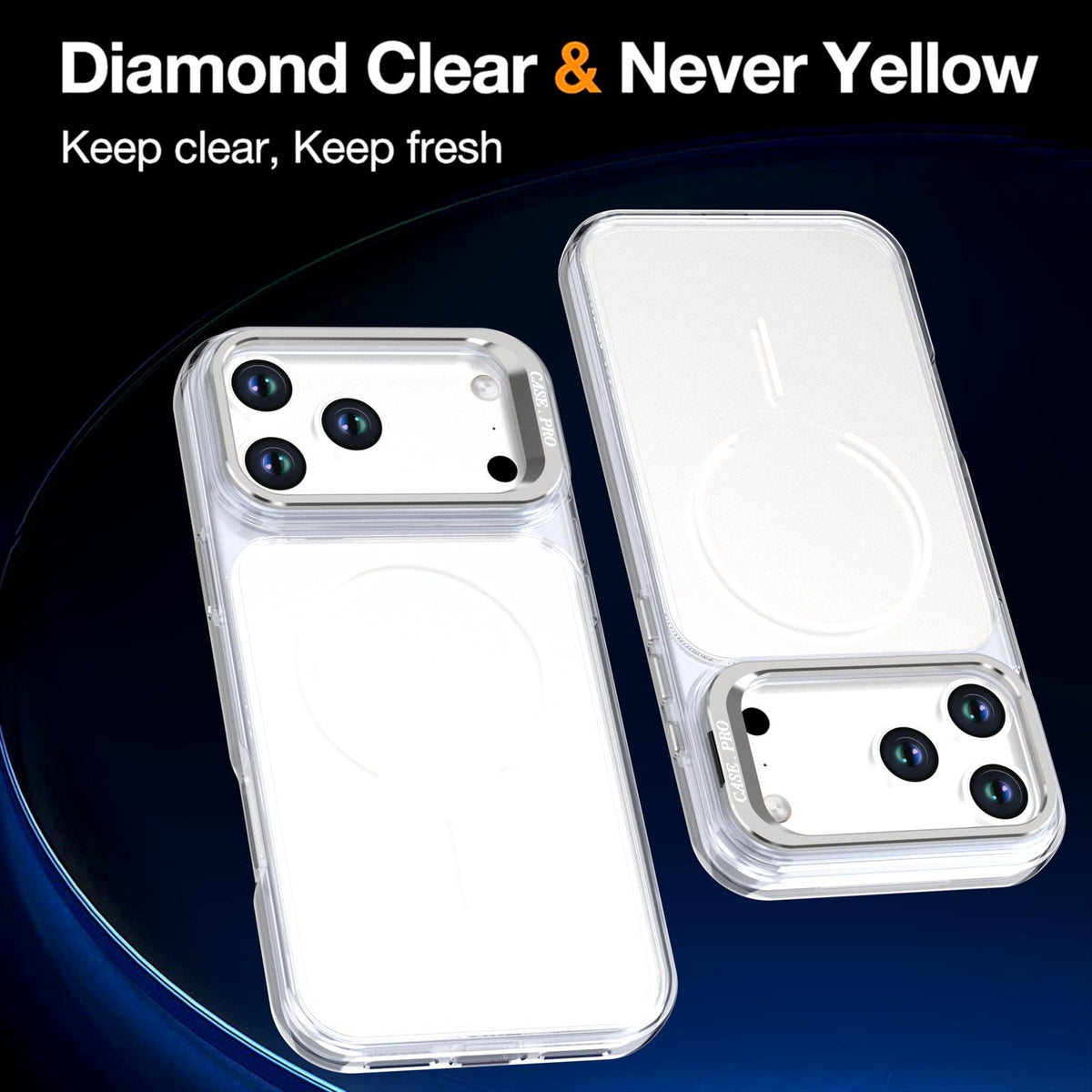 Compatible with iPhone 18 Pro Max Bright Color Clear MagSafe Lens Frame Holder Phone Case - White