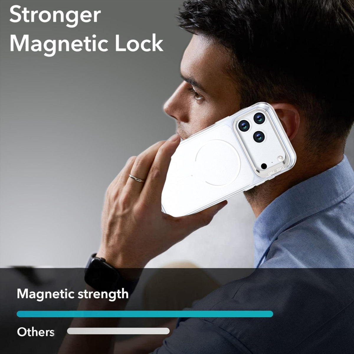 Compatible with iPhone 18 Pro Max Bright Color Clear MagSafe Lens Frame Holder Phone Case - White