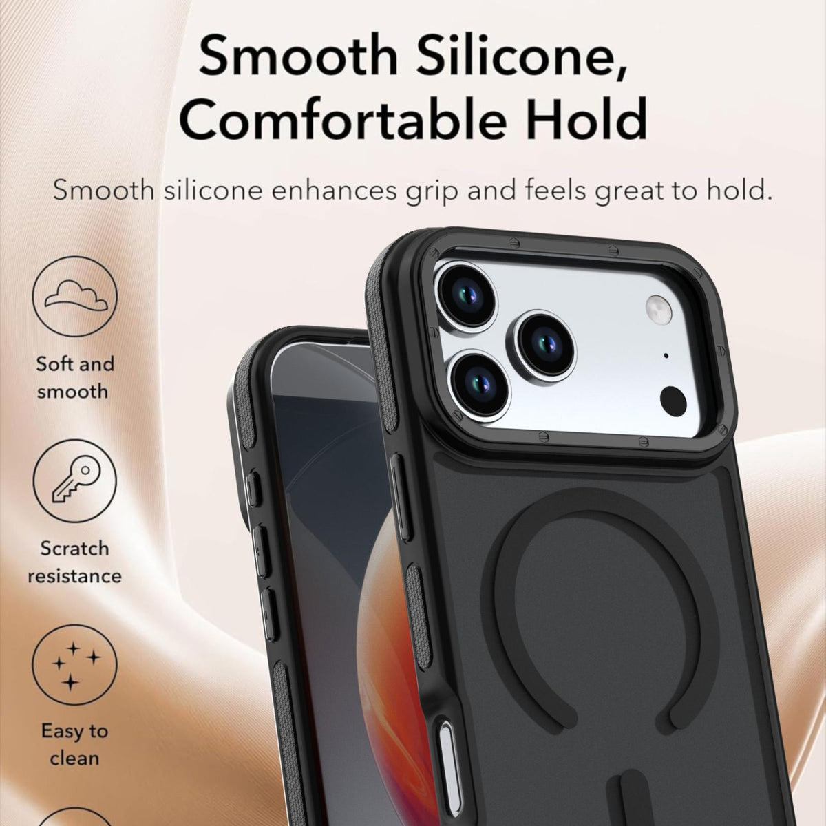 Compatible with iPhone 18 Pro Max Dual Color Skin Feel Magnetic Phone Case - Black