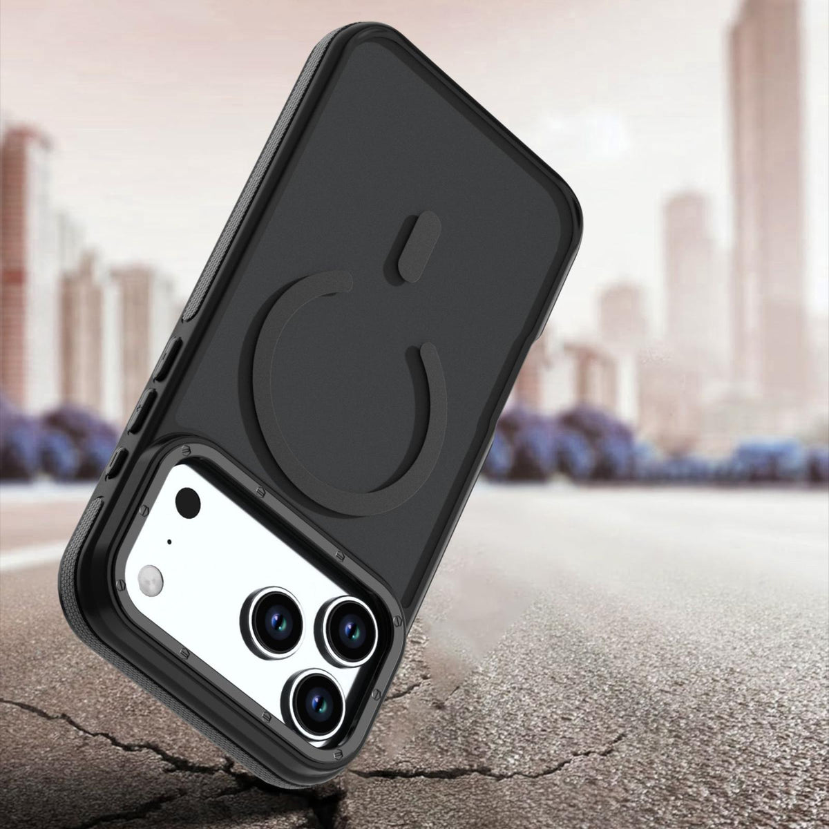 Compatible with iPhone 18 Pro Max Dual Color Skin Feel Magnetic Phone Case - Black