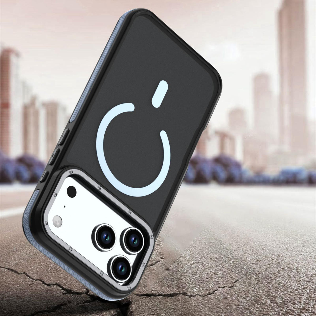 Compatible with iPhone 18 Pro Max Dual Color Skin Feel Magnetic Phone Case - Light Blue