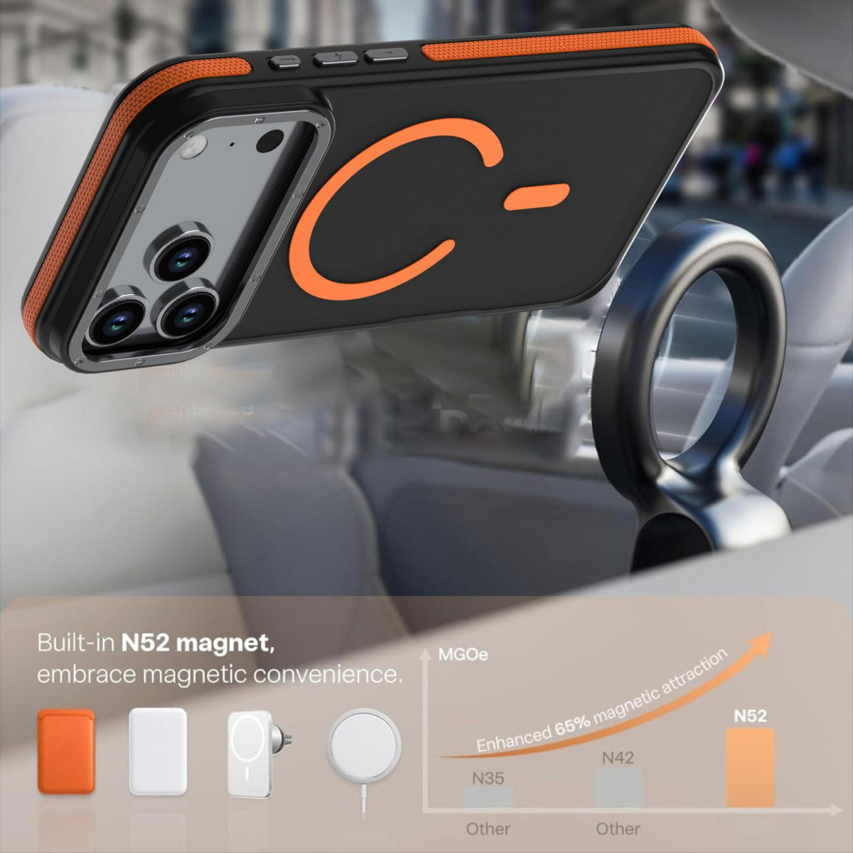 Compatible with iPhone 18 Pro Max Dual Color Skin Feel Magnetic Phone Case - Orange