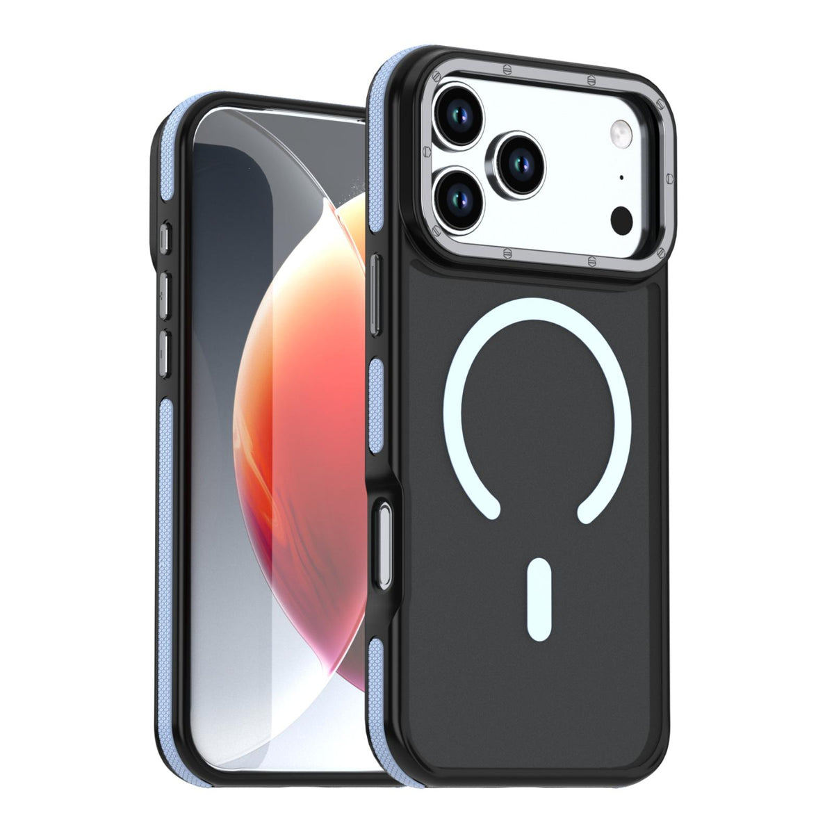 Compatible with iPhone 18 Pro Dual Color Skin Feel Magnetic Phone Case - Light Blue