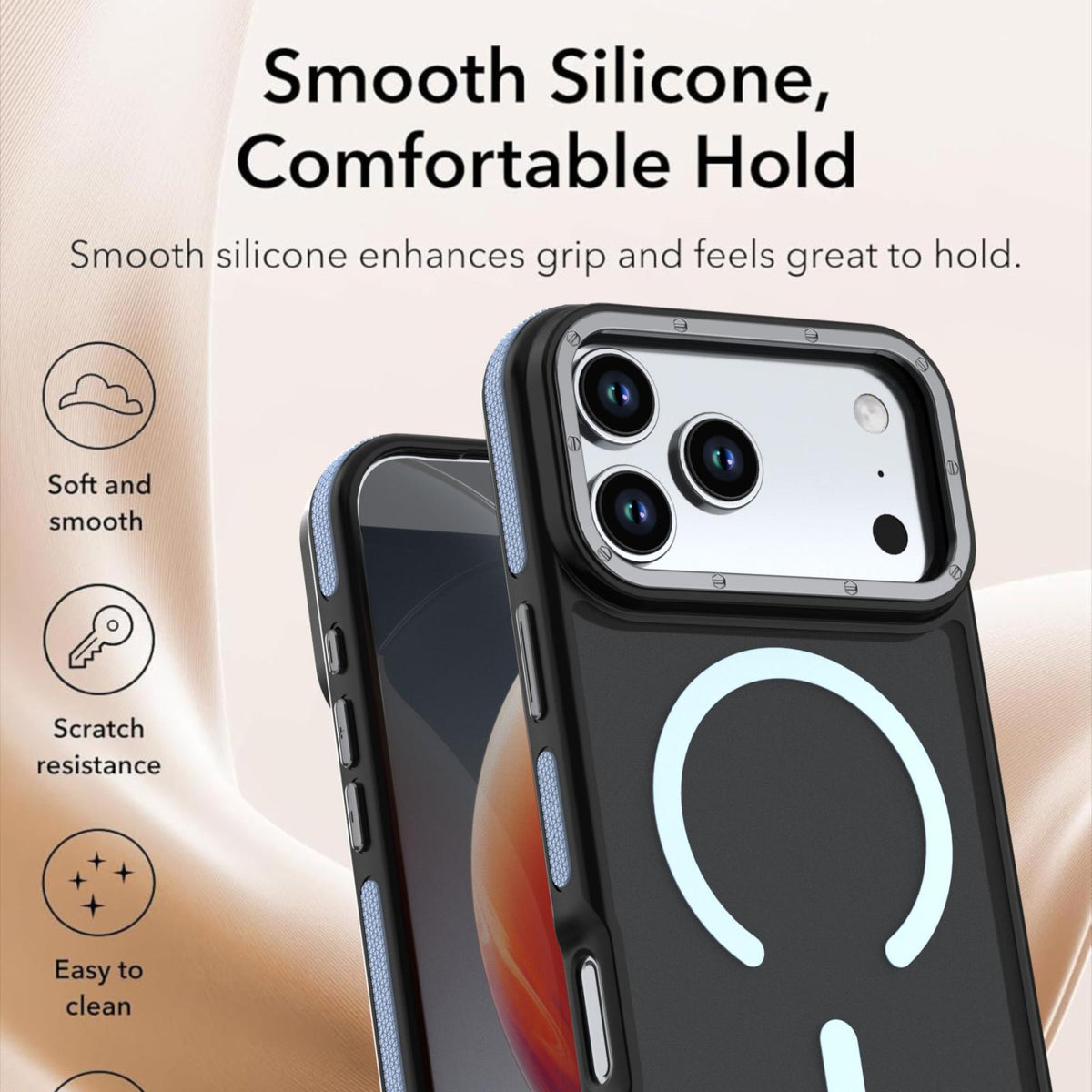 Compatible with iPhone 18 Pro Dual Color Skin Feel Magnetic Phone Case - Light Blue