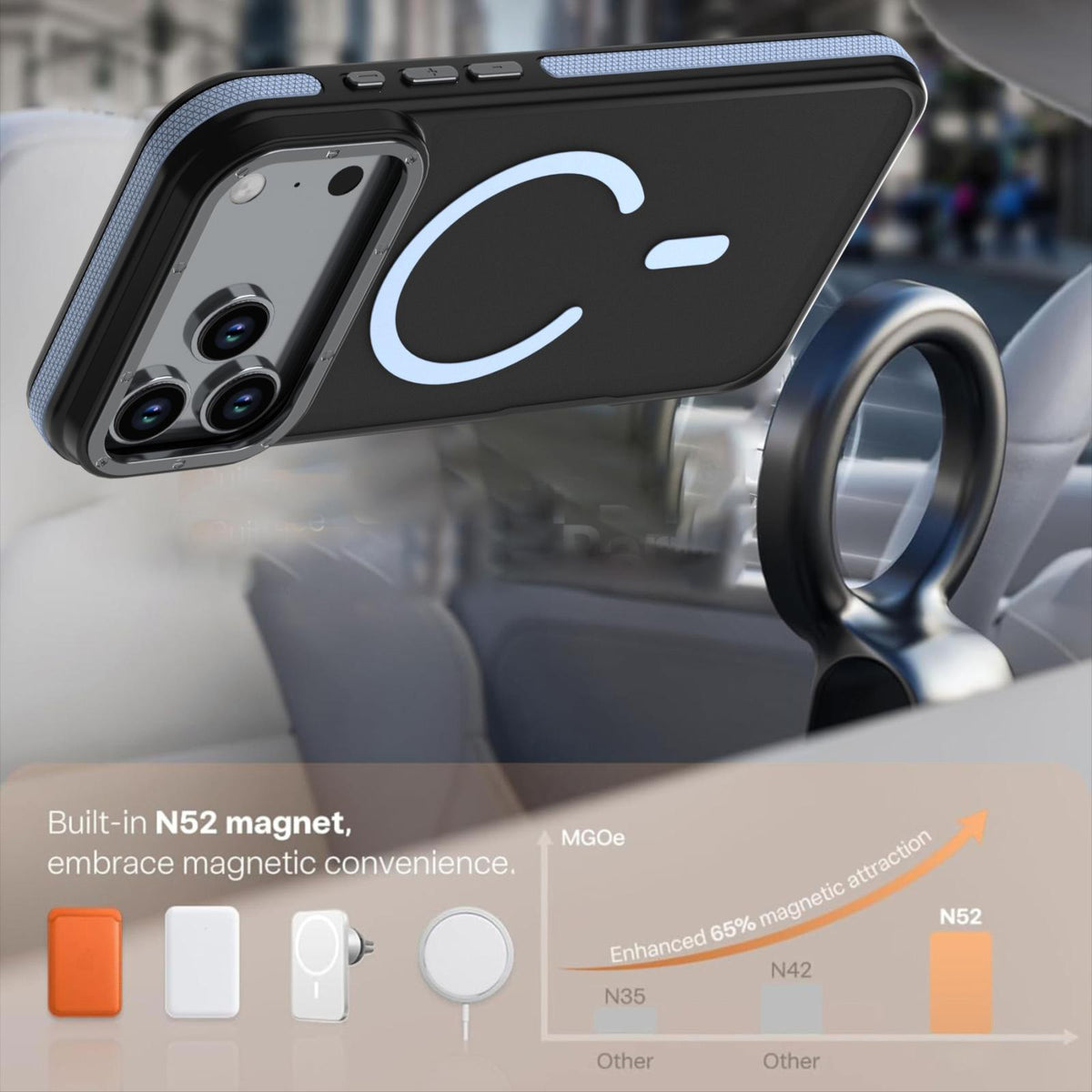 Compatible with iPhone 18 Pro Dual Color Skin Feel Magnetic Phone Case - Light Blue