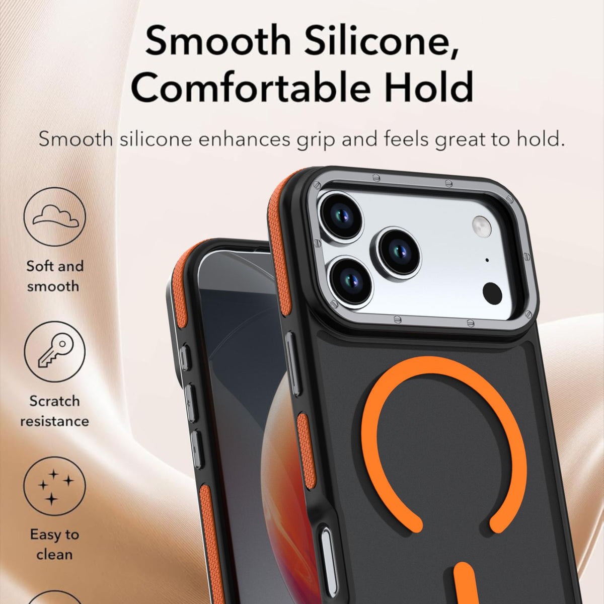 Compatible with iPhone 18 Pro Dual Color Skin Feel Magnetic Phone Case - Orange